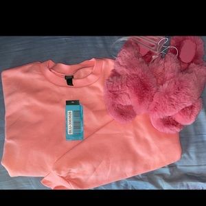 Brand new Pink crewneck + slippers set